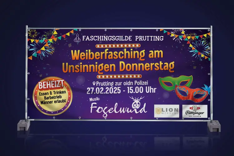 Faschingsgilde Prutting Bauzaunbanner